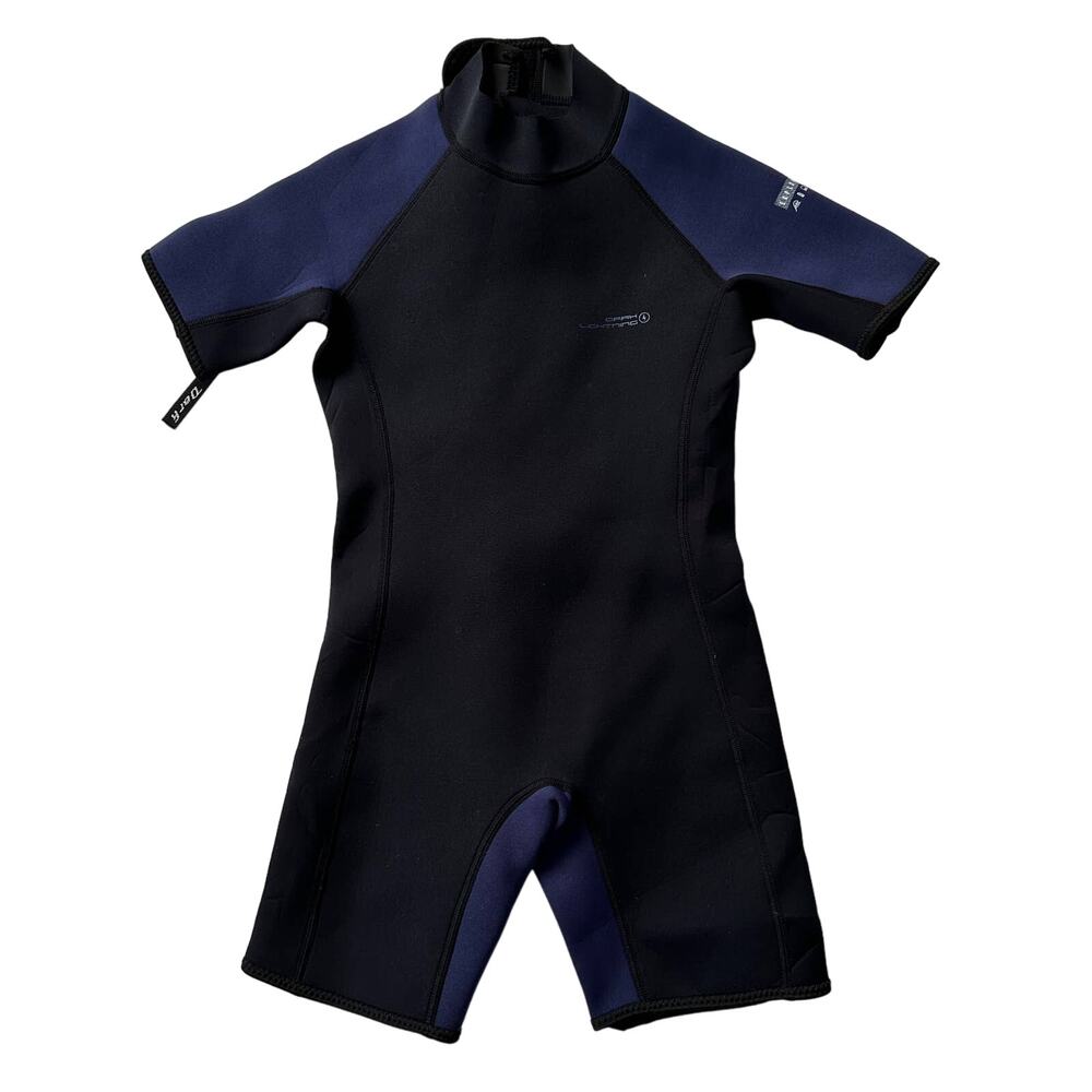 Dark Lightning EUC Shorty 2MM Neoprene Black Blue Wetsuit Kids 10‎